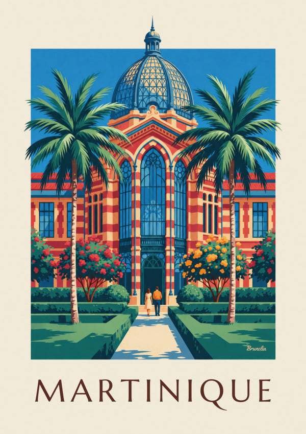 Poster Martinique mit der Schœlcher-Bibliothek in Fort-de-France