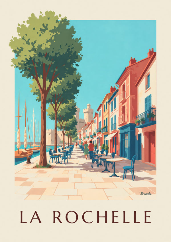 Affiche du Gabut à La Rochelle, maisons colorées