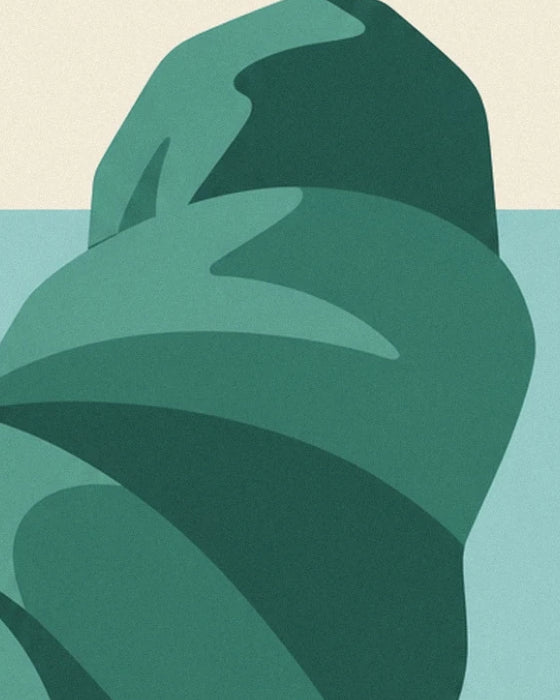 The generous folds of the turban, in deep green with touches of light green