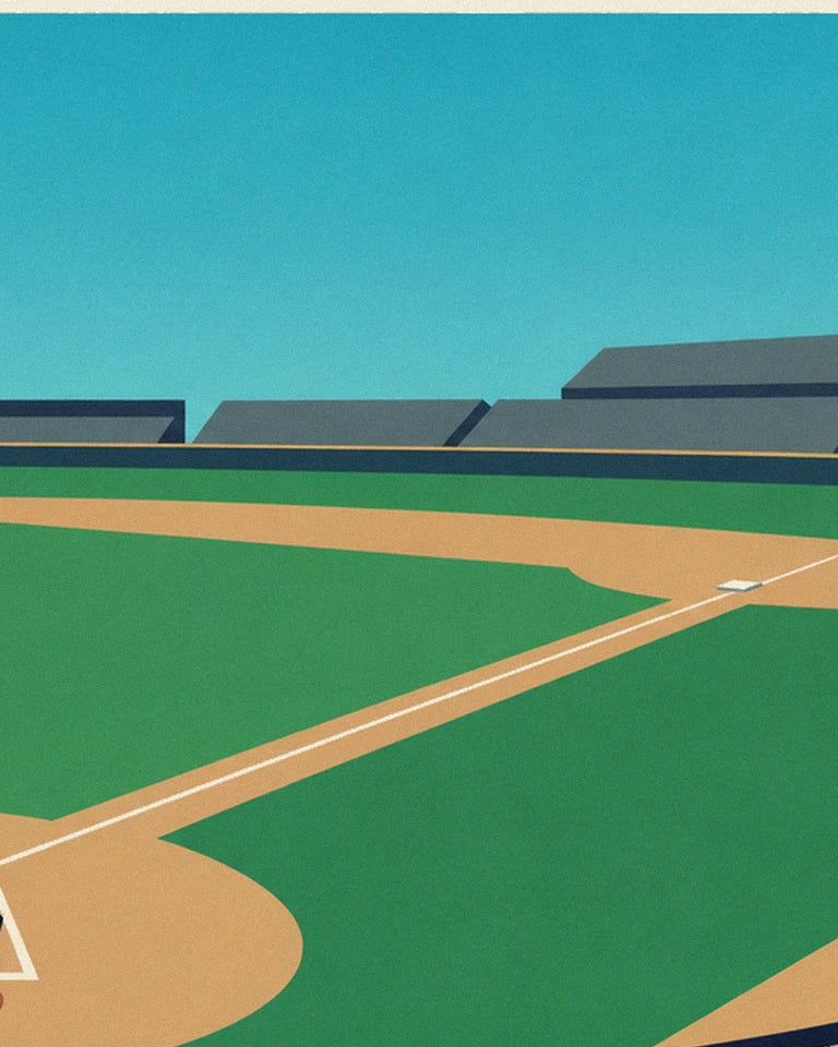 Poster Baseballspiel von der Tribüne aus gesehen an einem Nachmittag: Detail in Nahaufnahme