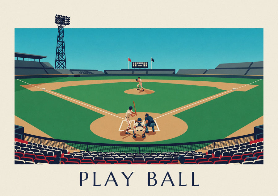Poster Baseballspiel von der Tribüne aus gesehen an einem Nachmittag