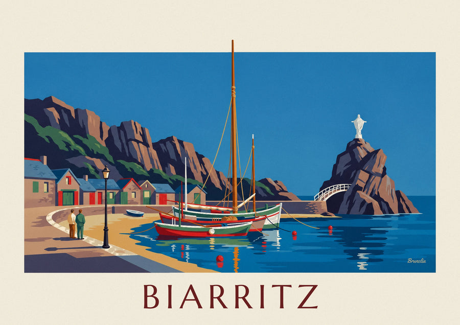 Poster Port des Pêcheurs in Biarritz und Rocher de la Vierge