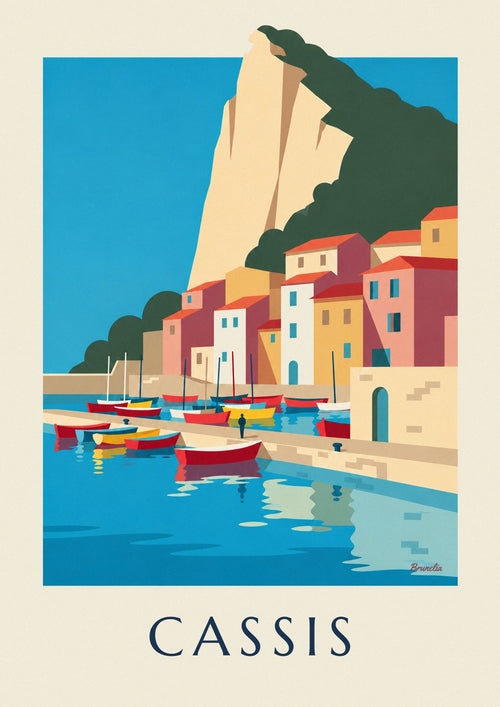 Affiche barques colorées sur le port de Cassis : l'affiche entière