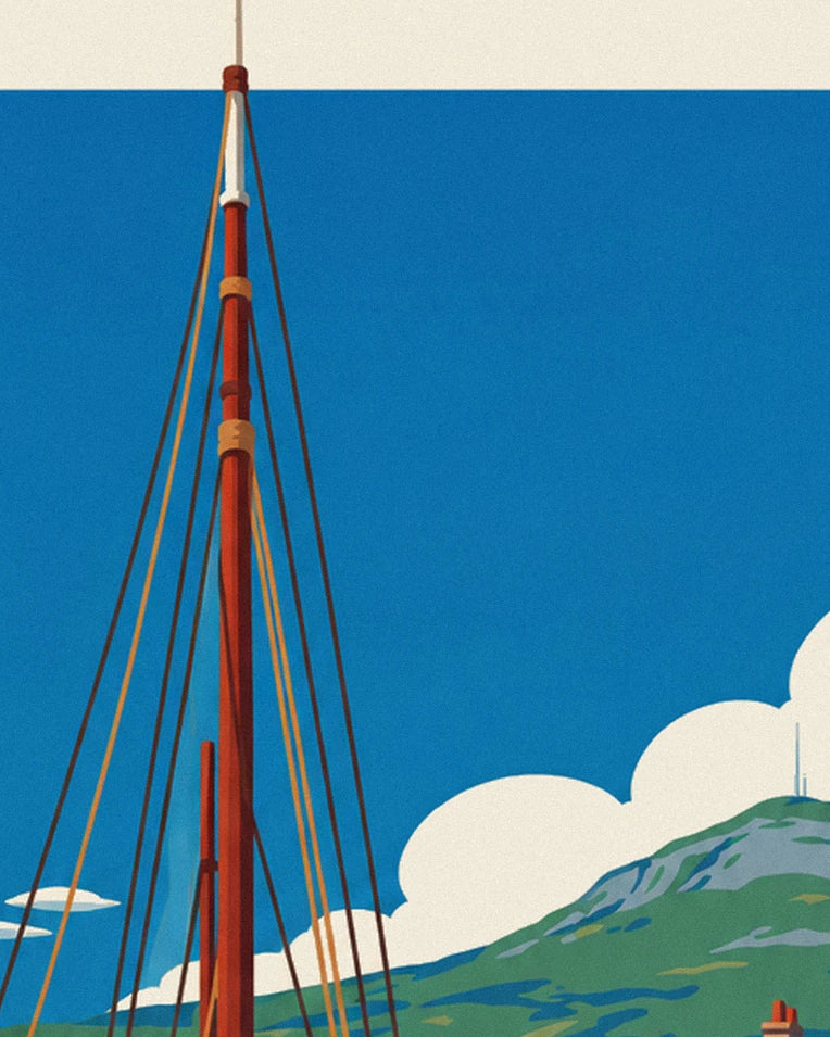 Poster Fischerhafen von Saint-Jean-de-Luz und La Rhune: Detail in Nahaufnahme