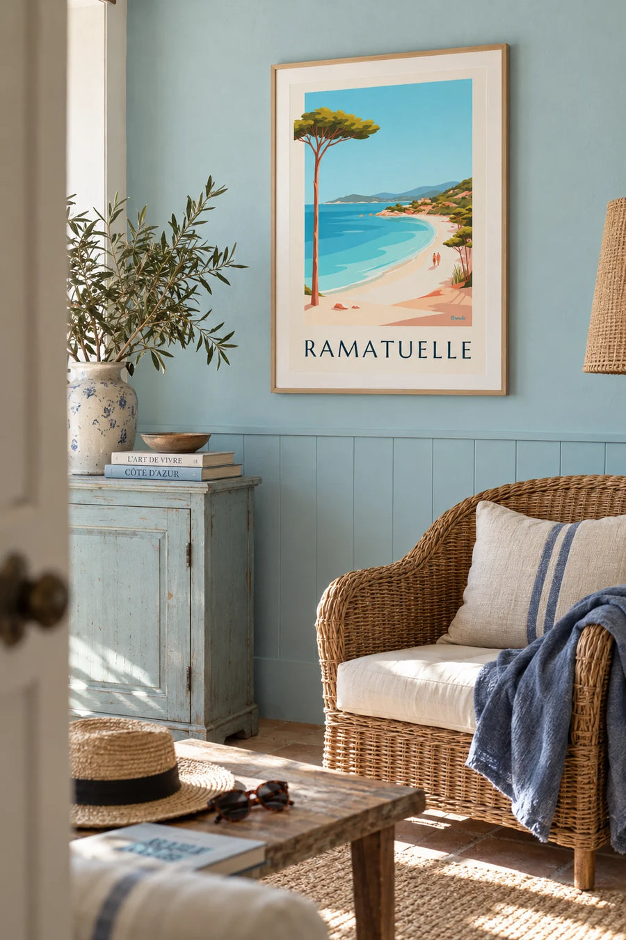 Poster Strand von Pampelonne in Ramatuelle: gerahmt an der Wand