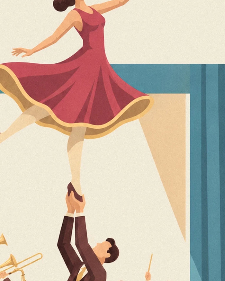 Poster Swing-Tanzpaar in einem Ballsaal: Detail in Nahaufnahme