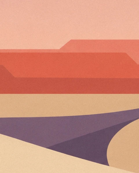 Die Rundungen aus hellem Sand und ihre violetten Schatten unterhalb der orangefarbenen Schichten des Canyons