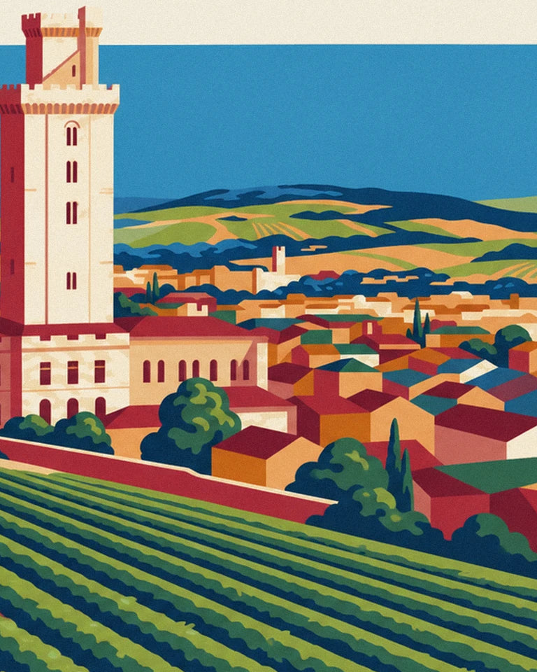 Dijon vineyards and Palace of the Dukes of Burgundy poster: close-up detail