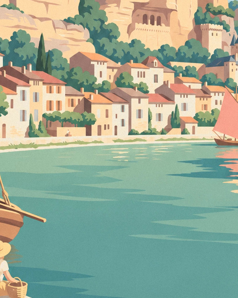 La Roque-Gageac village on the Dordogne poster: close-up detail