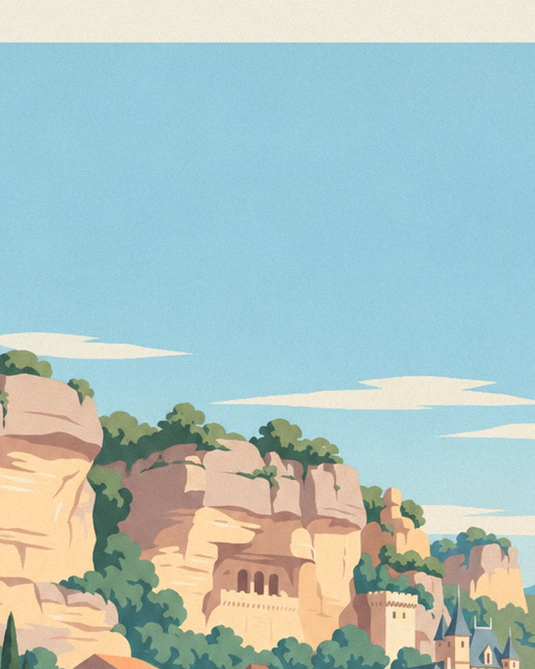 La Roque-Gageac village on the Dordogne poster: close-up detail