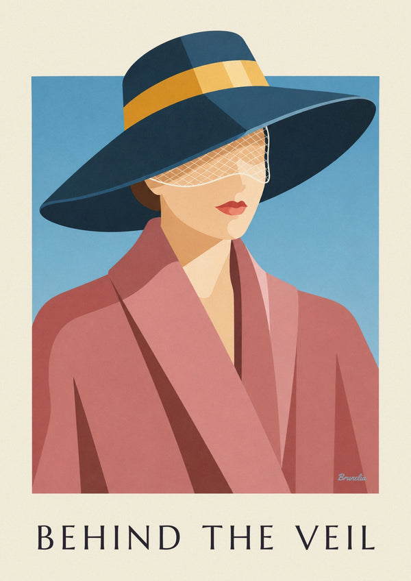 Poster elegante Frau mit Hut und Schleier