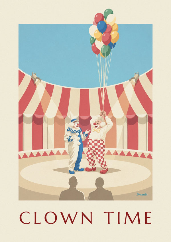 Poster Weißclown und August unter der Zirkuskuppel