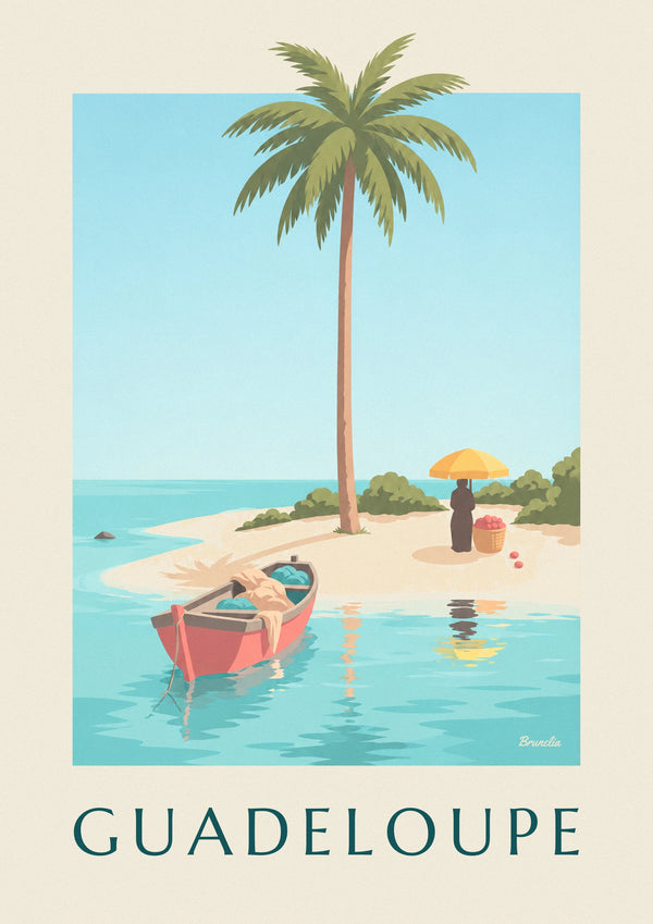 Bois Jolan lagoon and coconut palm in Sainte-Anne, Guadeloupe poster