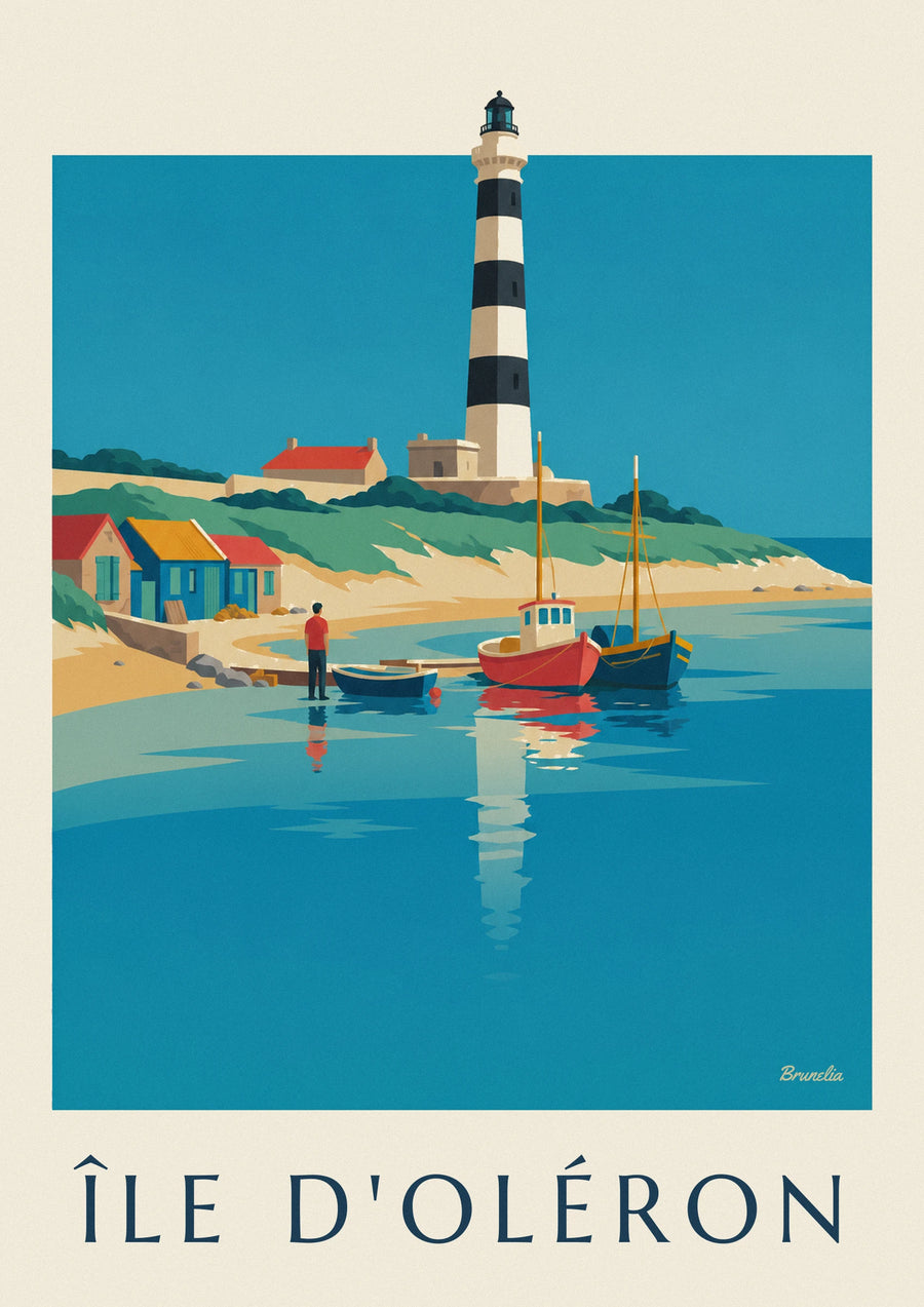 Île d’Oléron colorful seaside houses poster
