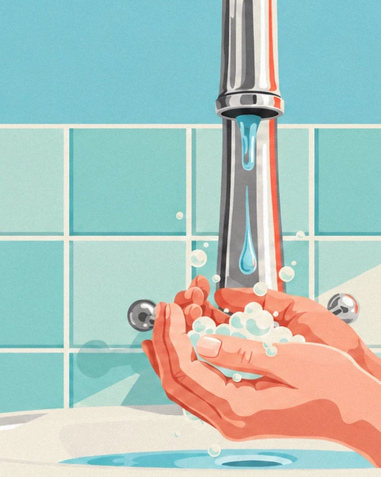 Poster Keep hands clean zum Händewaschen: Detail in Nahaufnahme