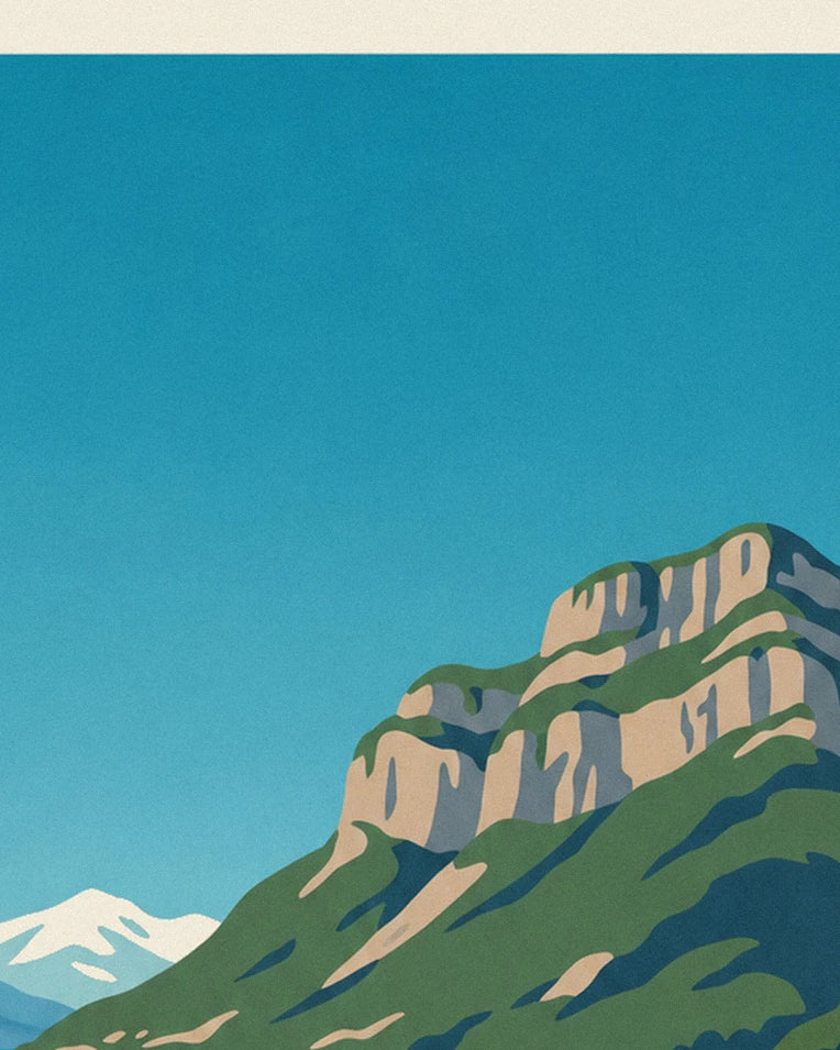 Affiche lac d'Annecy dans les Alpes, voiliers et Tournette : détail en gros plan