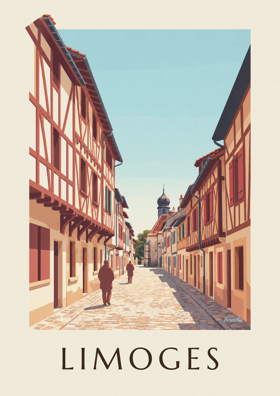 Poster Rue de la Boucherie und Kapelle Saint-Aurélien in Limoges
