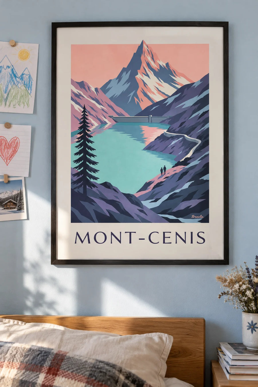 Poster Lac du Mont-Cenis bei Sonnenuntergang: gerahmt an der Wand