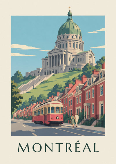 Poster rote Straßenbahn auf dem Weg zum Oratoire Saint-Joseph: das ganze Poster