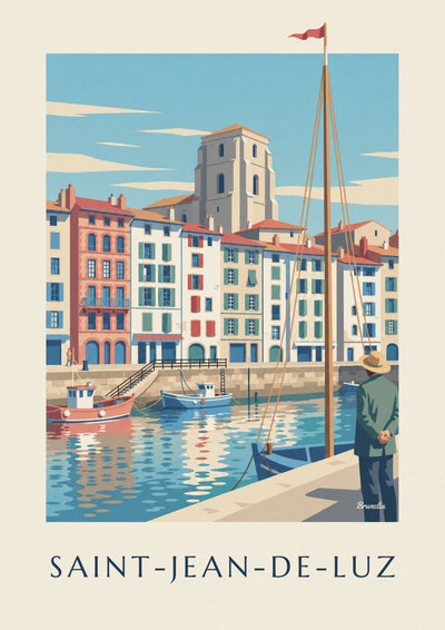 Affiche quais et maisons du port de Saint-Jean-de-Luz : l'affiche entière