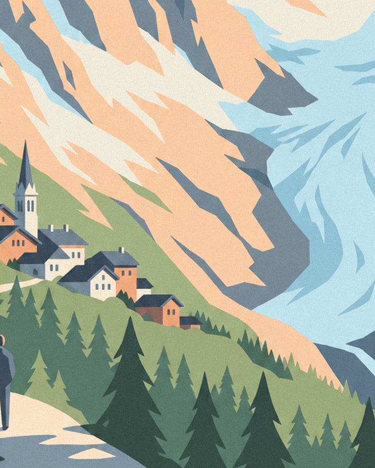 Poster Mont-Blanc-Massiv von Chamonix aus gesehen: Detail in Nahaufnahme