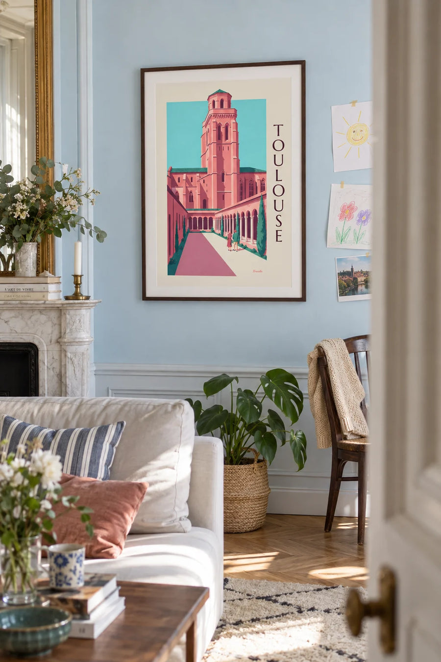 Poster Couvent des Jacobins mit Kreuzgang in Toulouse: gerahmt an der Wand