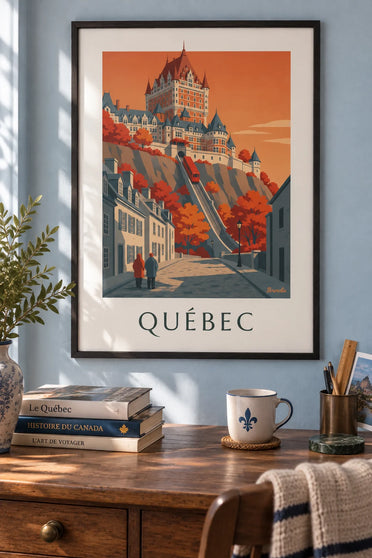Poster Château Frontenac im Herbst in Québec: gerahmt an der Wand