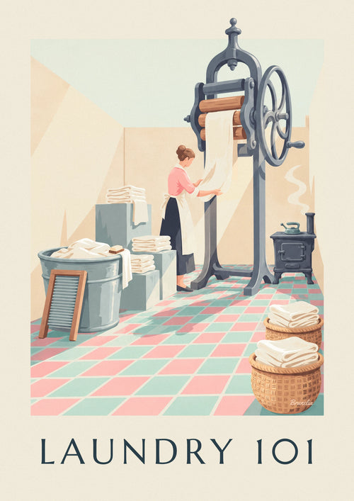 Affiche buanderie mode d'emploi de la lessive à l'ancienne : l'affiche entière