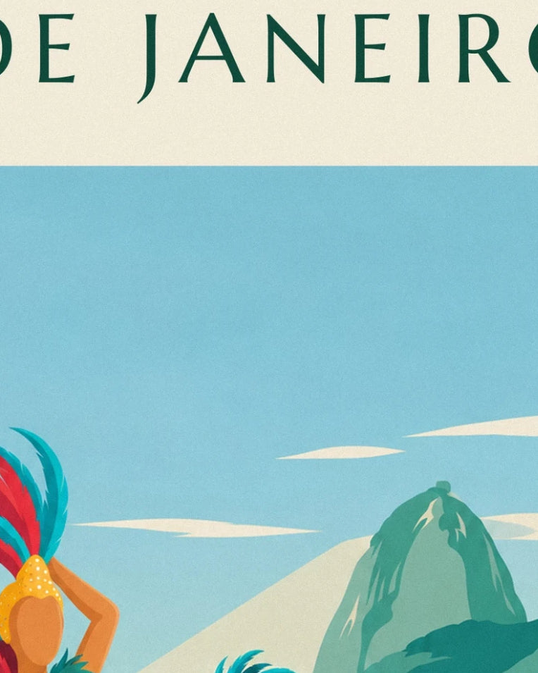 Samba dancers on Copacabana promenade in Rio poster: close-up detail