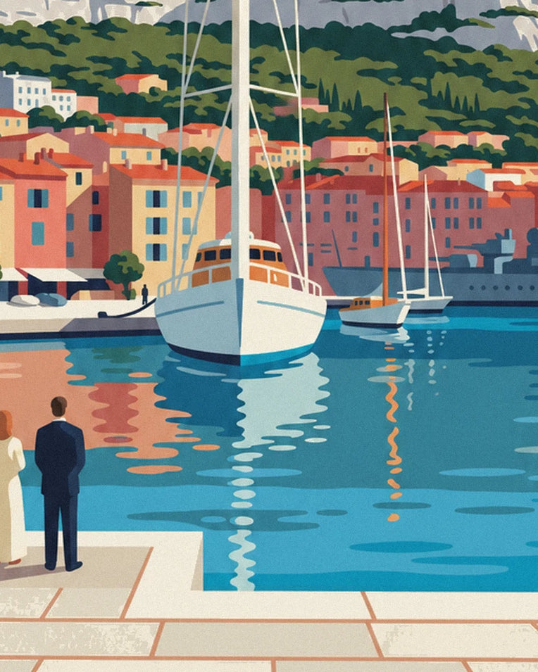 Poster Hafen von Toulon unter einem Steinbogen: Detail in Nahaufnahme