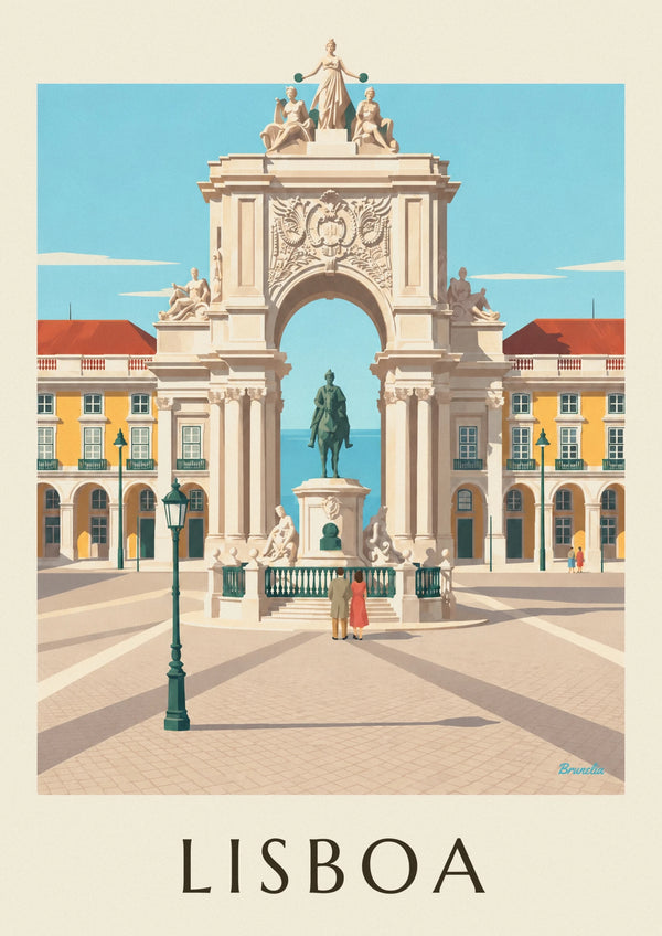 Affiche place du Commerce et arc de la rue Augusta à Lisbonne