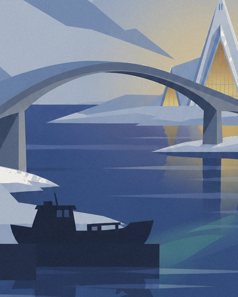 Tromsø gateway to the Arctic and northern lights poster: close-up detail