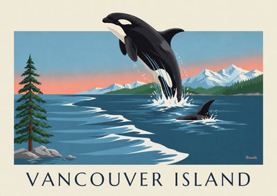 Poster Orca und Berge von Vancouver Island in Kanada: das ganze Poster