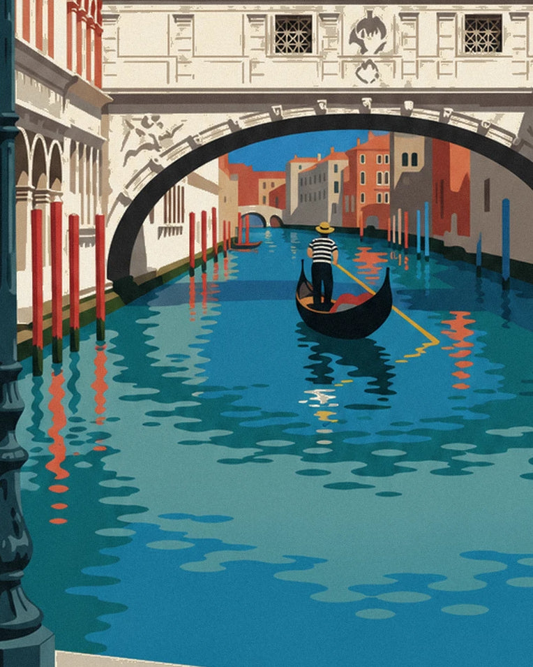 Poster Gondel unter der Seufzerbrücke in Venedig: Detail in Nahaufnahme