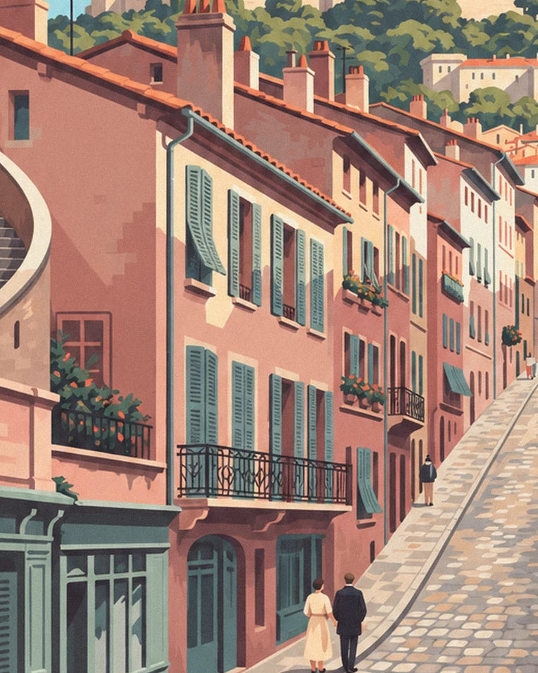 Poster Renaissance-Fassaden im Vieux Lyon und Fourvière: Detail in Nahaufnahme