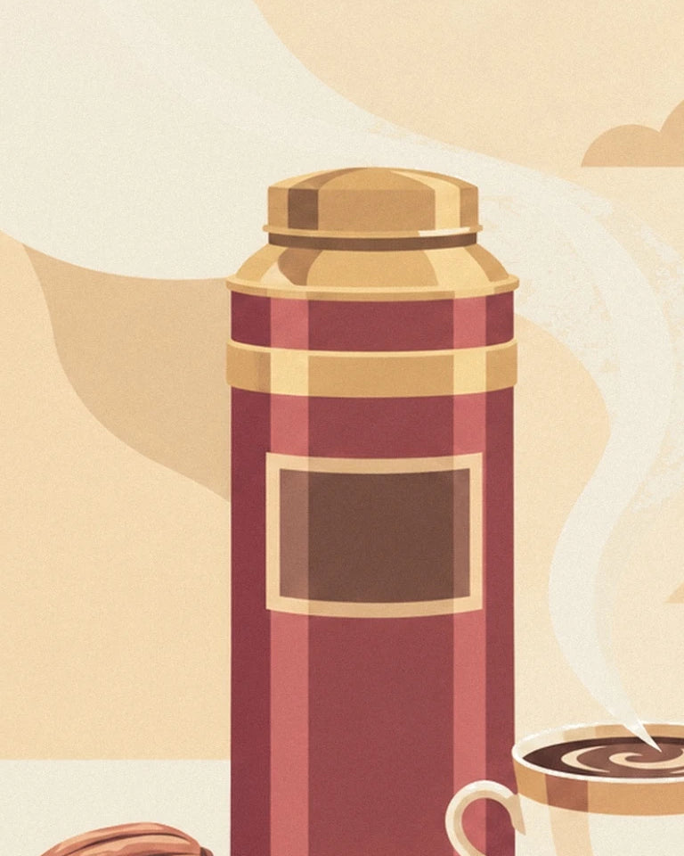 Poster Kakaodose und Tasse heiße Schokolade: Detail in Nahaufnahme