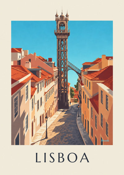 Poster of the Santa Justa Lift in Lisbon: the full poster