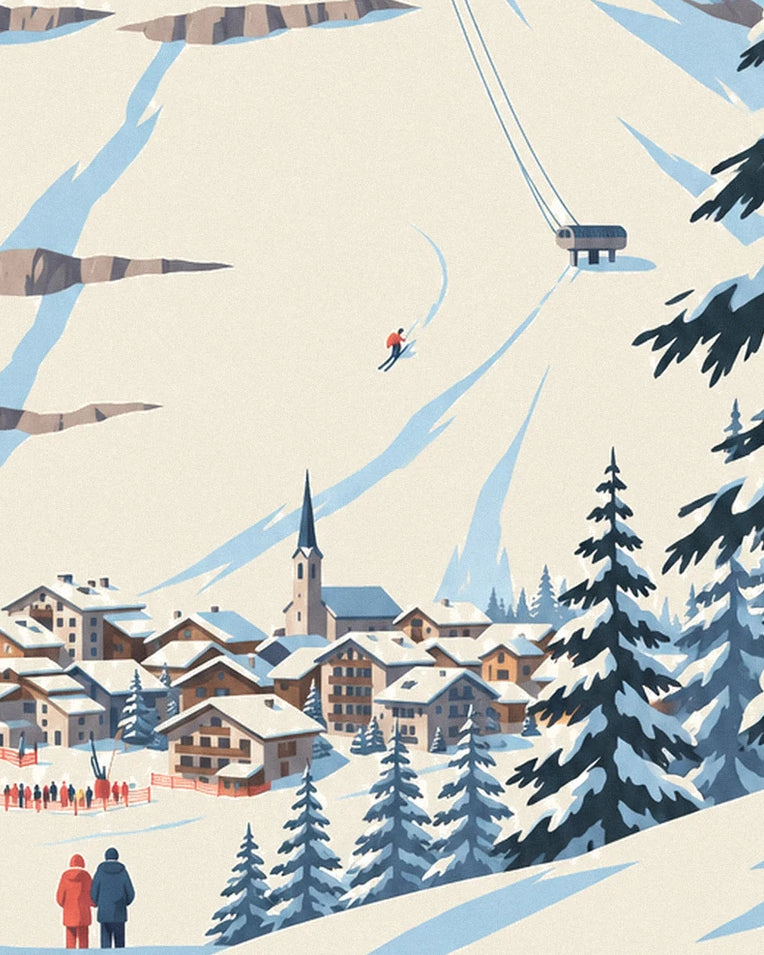 Poster Face de Bellevarde und olympische Abfahrt in Val-d'Isère: Detail in Nahaufnahme