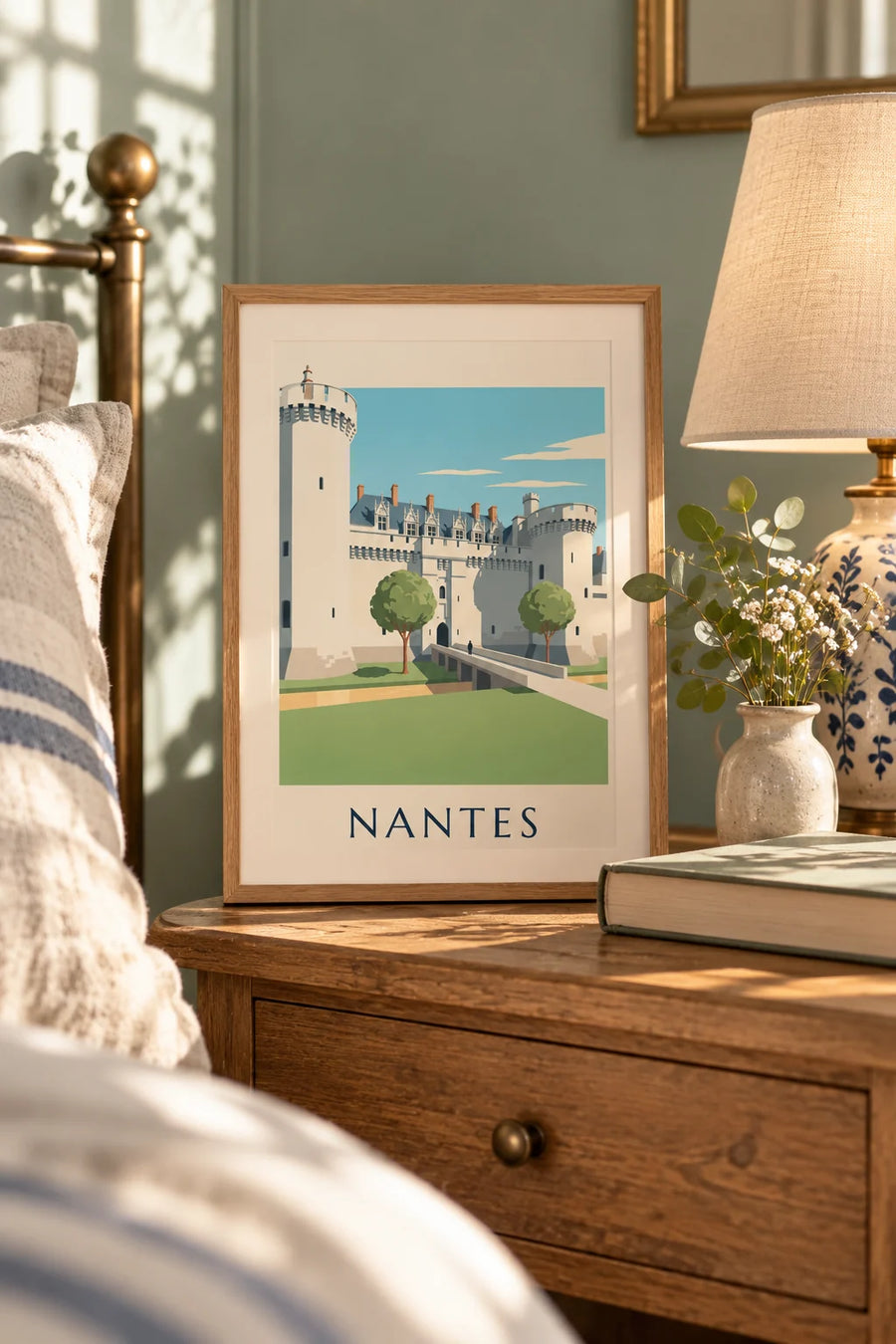 Poster Schloss der Herzöge der Bretagne in Nantes: kleines A4-Format im Rahmen