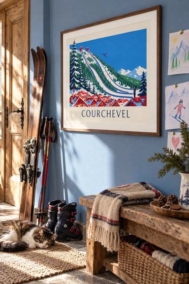 Poster Skisprungschanzen von Courchevel in Le Praz: gerahmt an der Wand