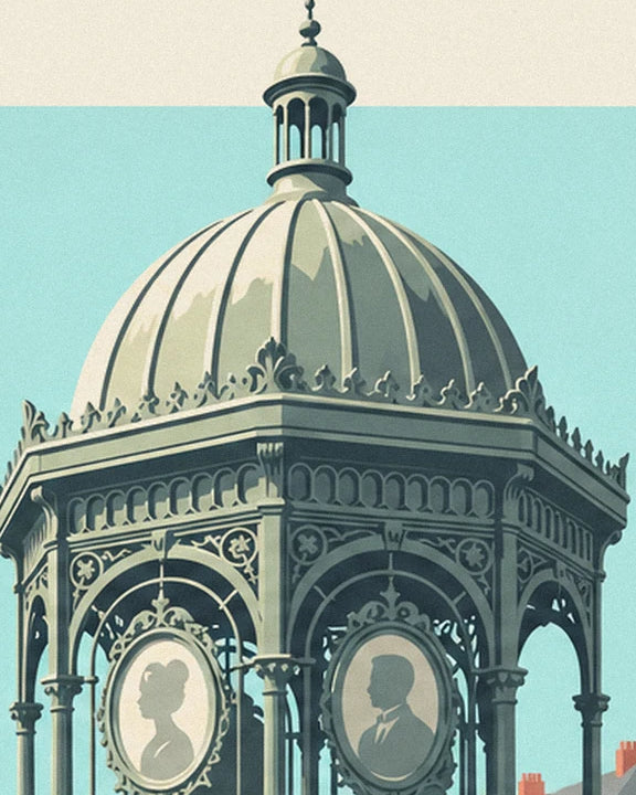 The dome of the Victorian toilets and its silhouette medallions on the ornate arches