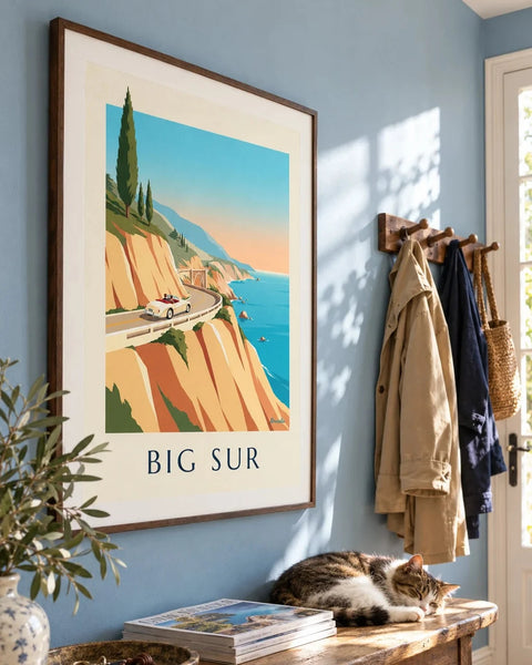 Entryway and hallway posters: collection poster framed in an interior