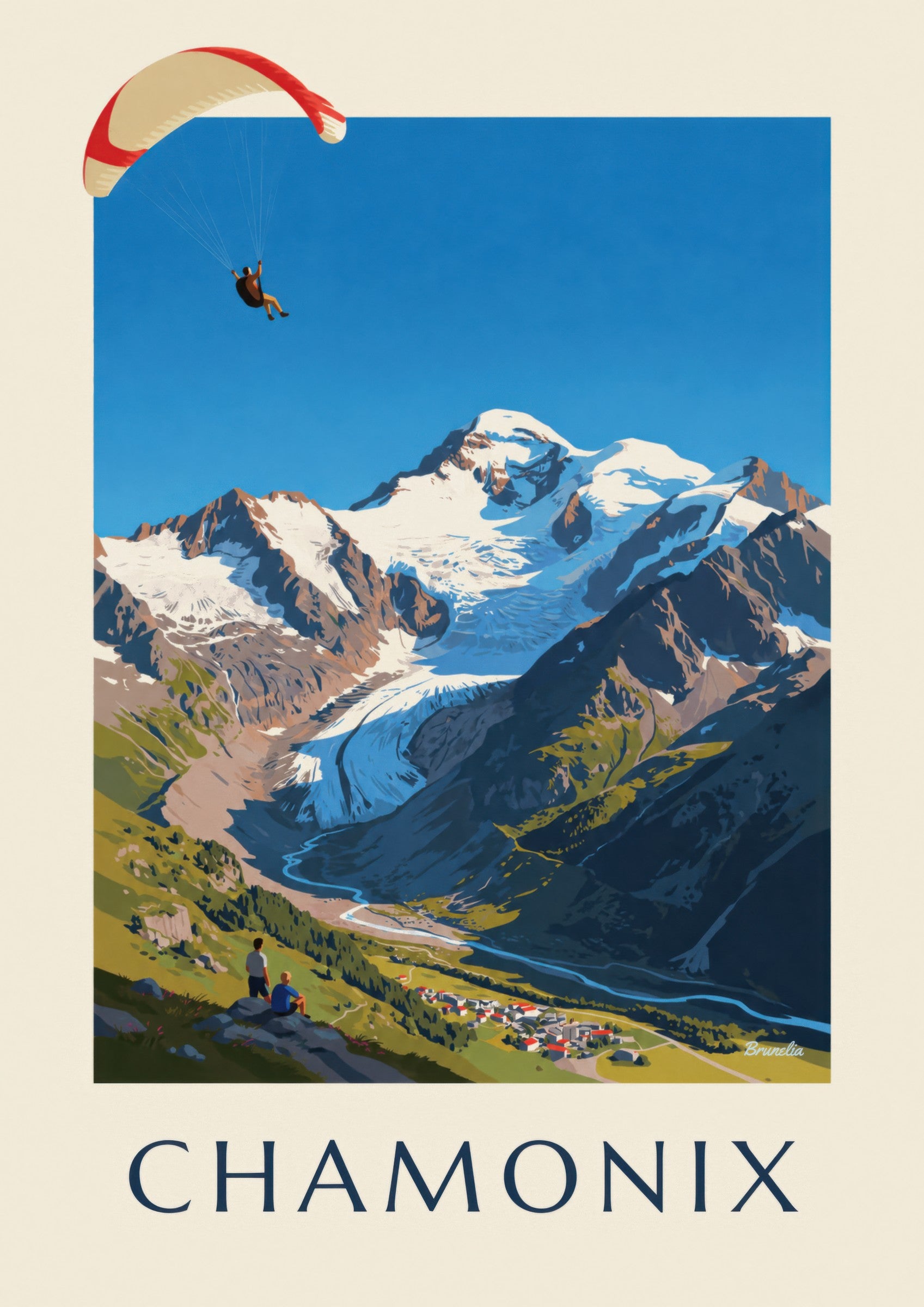 Poster Gleitschirmfliegen in Chamonix und Mont Blanc: Detail in Nahaufnahme