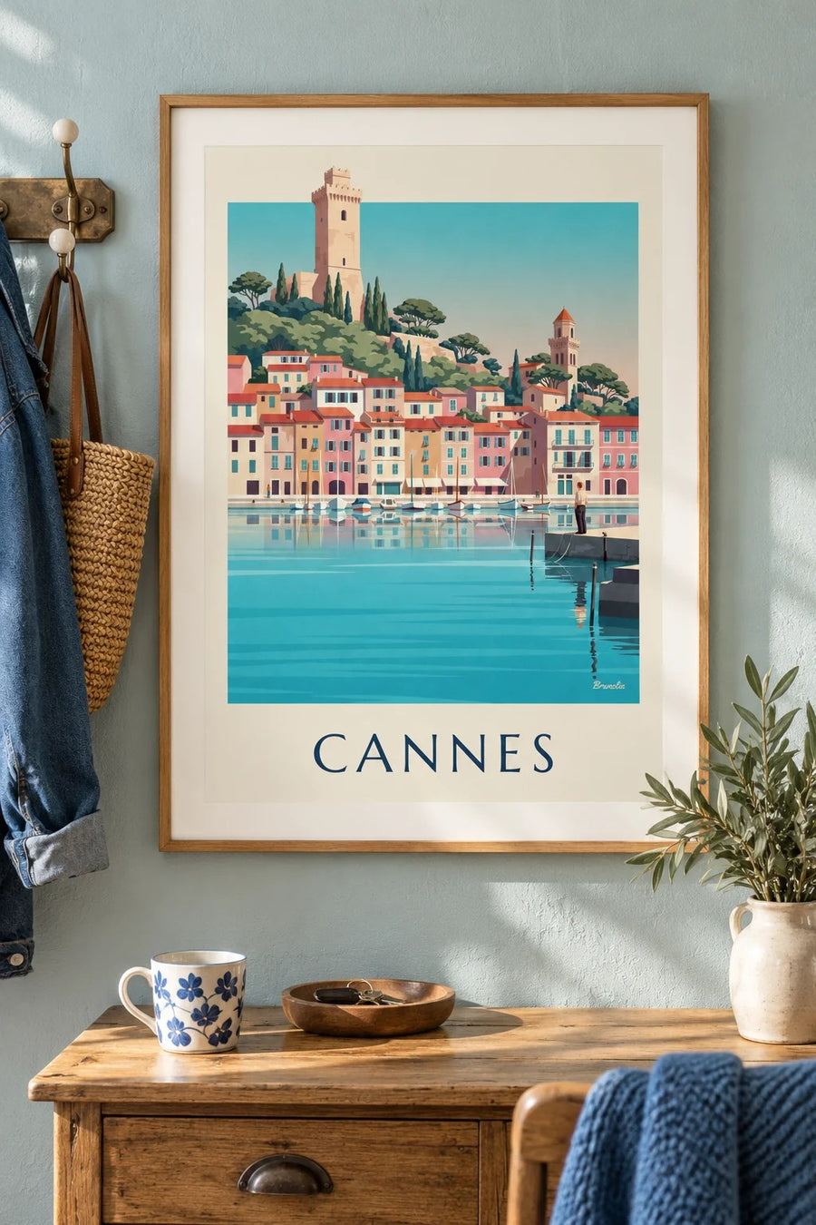 Affiche Vieux-Port de Cannes et Le Suquet : encadrée au mur
