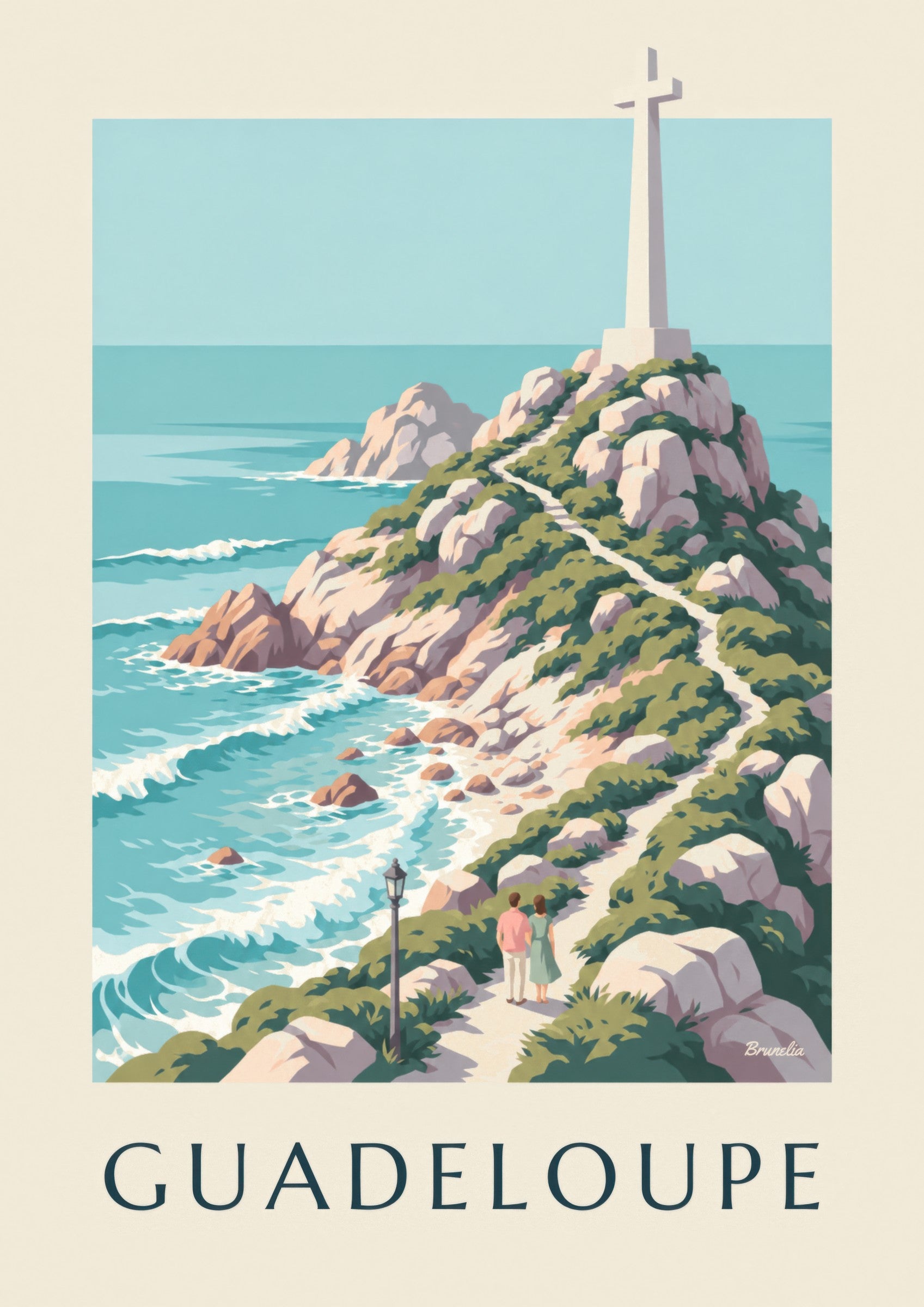 Poster Guadeloupe Pointe des Châteaux mit Kreuz: Detail in Nahaufnahme