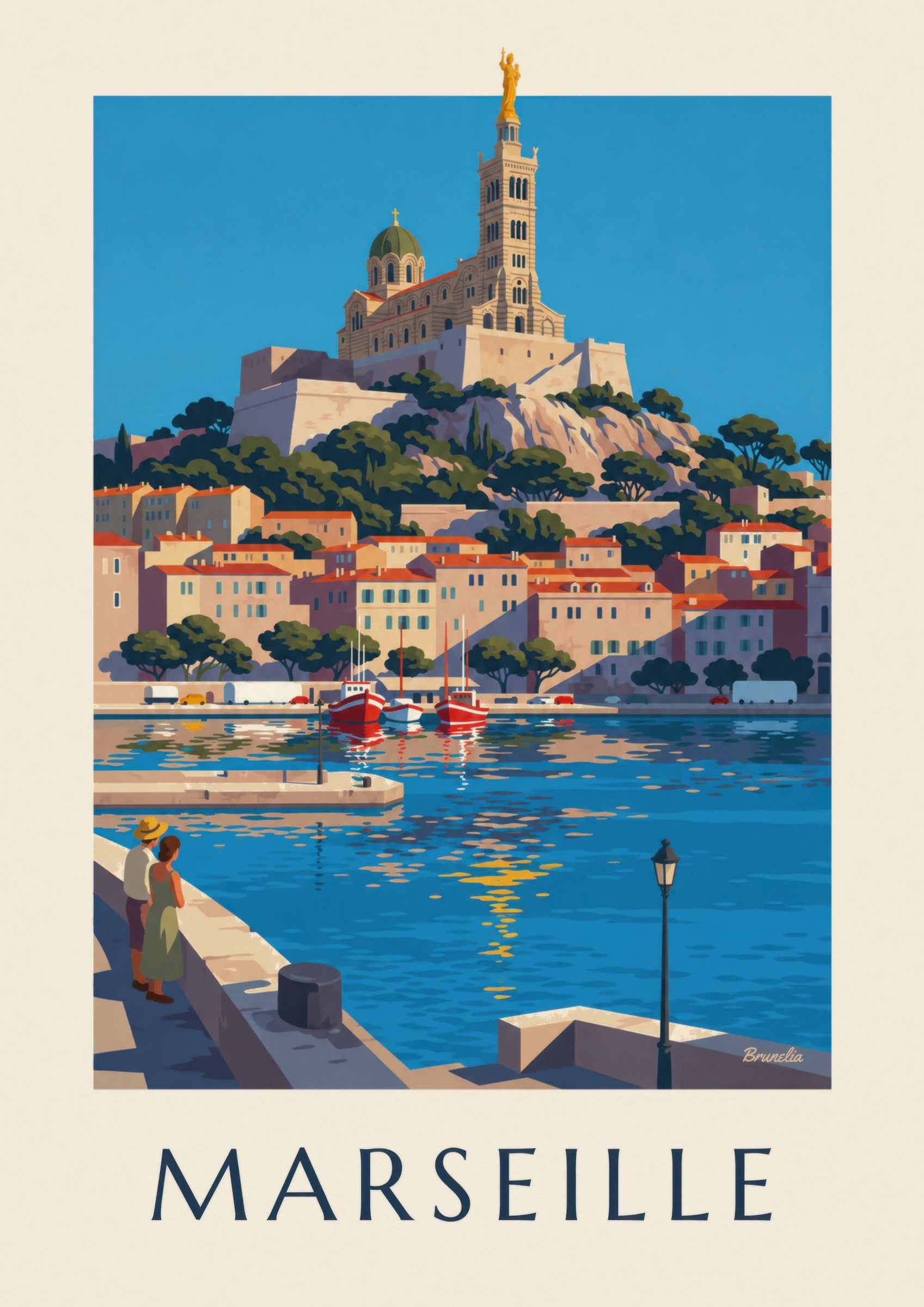 Affiche Notre-Dame-de-la-Garde à Marseille: Detail in Nahaufnahme