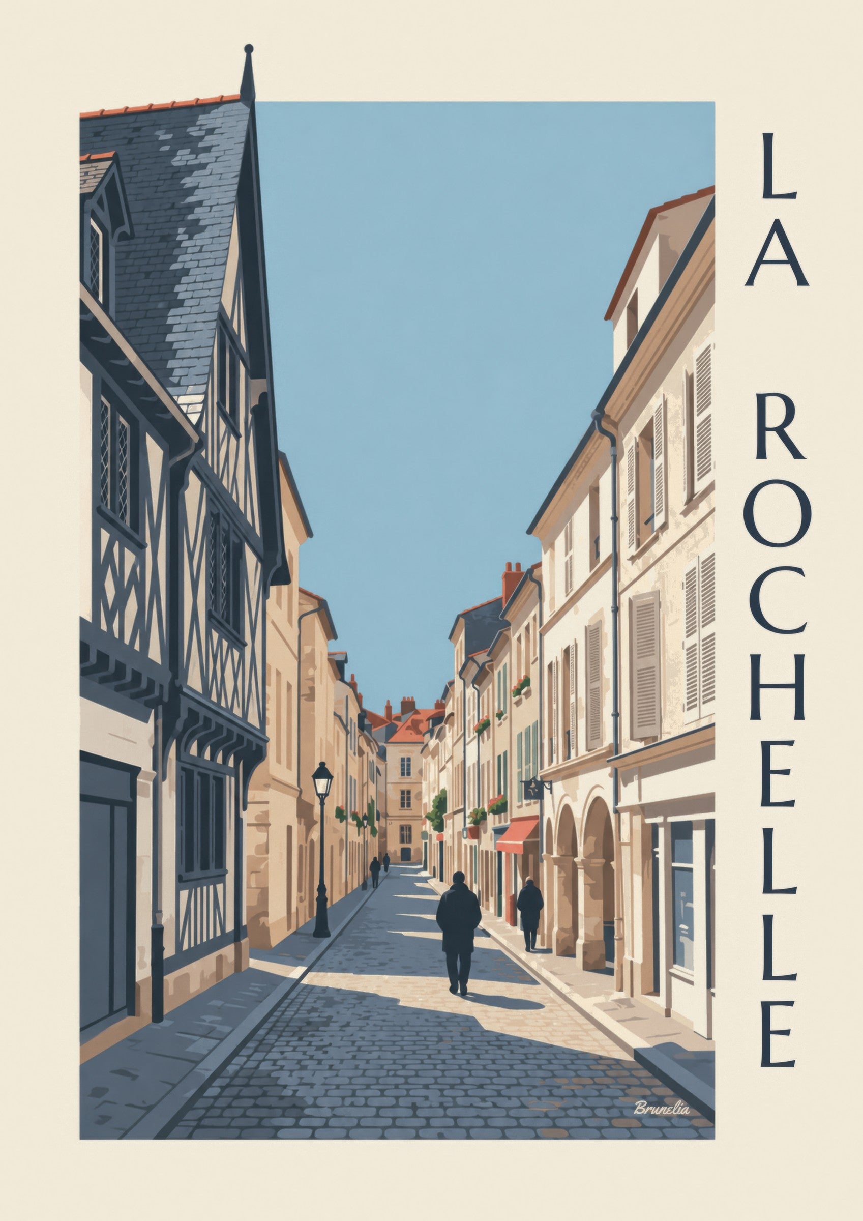 Poster eines Fachwerkhauses in La Rochelle: Detail in Nahaufnahme