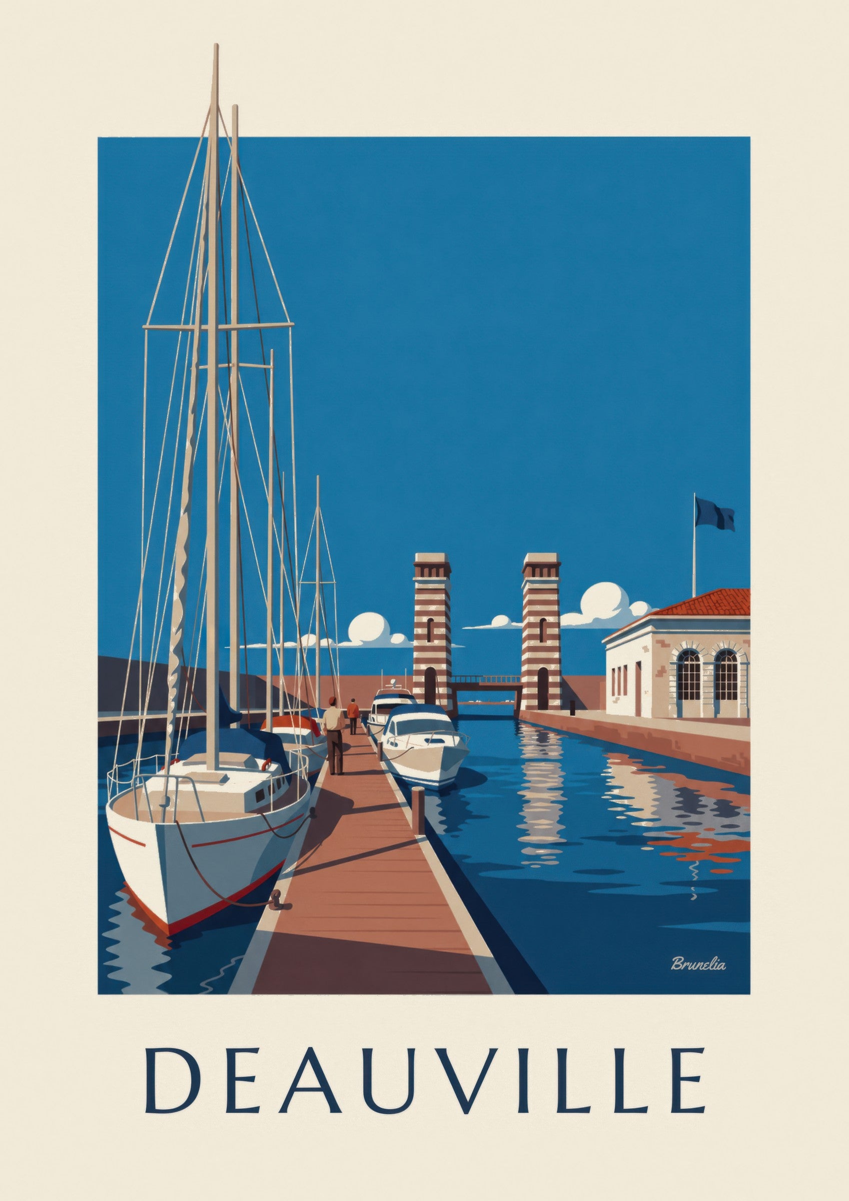 Affiche Port-Deauville marina et voiliers: Detail in Nahaufnahme