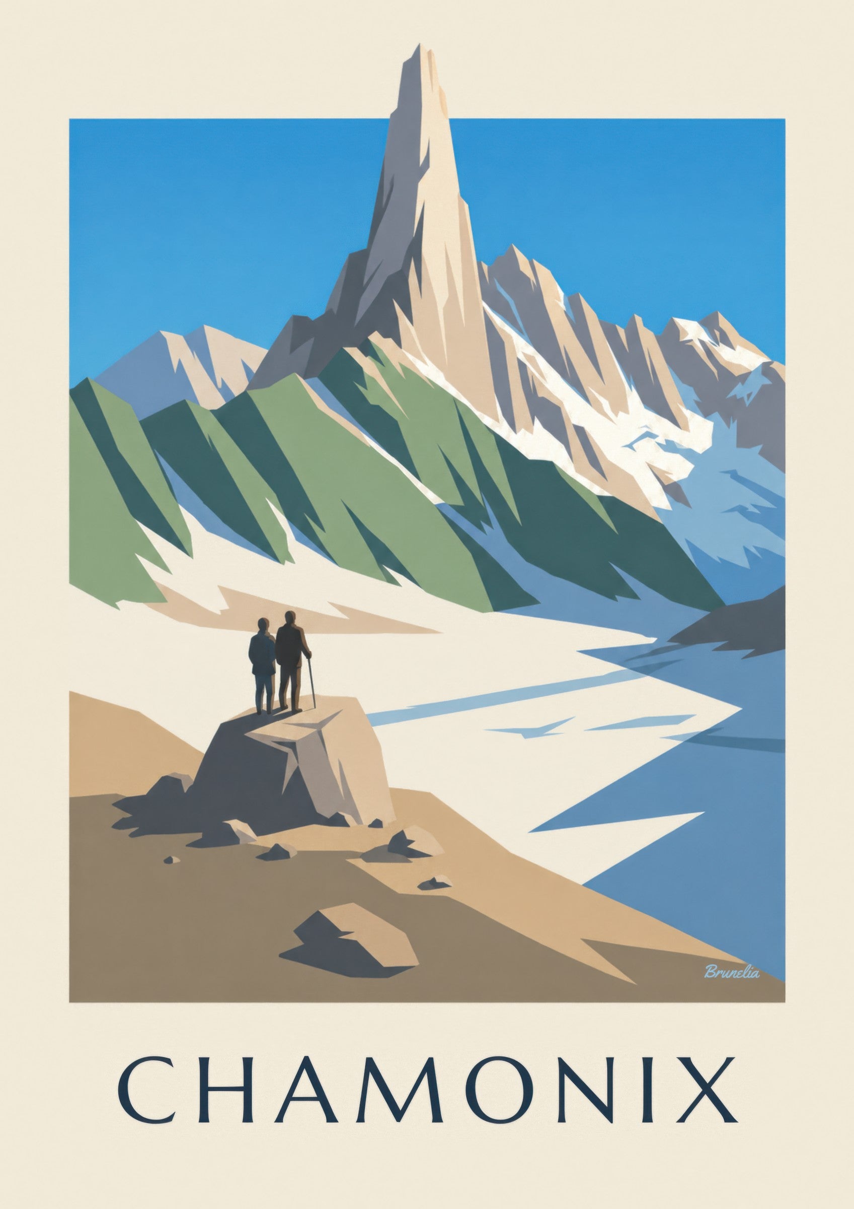 Affiche Chamonix, l'Aiguille du Dru : détail en gros plan