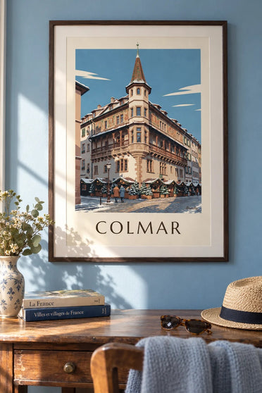 Poster Maison Pfister in Colmar zur Weihnachtszeit : gerahmt an der Wand